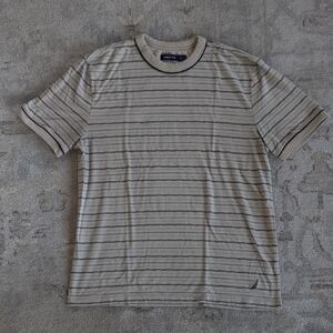 Nautica Beige and Navy Striped Tee